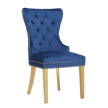 Load image into Gallery viewer, Galaxy Home Simba Gold Legs Dining Chair (Set of 2) in Blue
