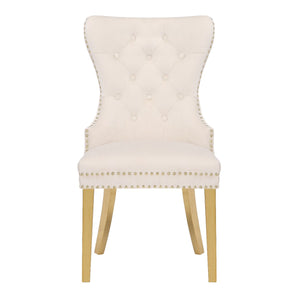 Galaxy Home Simba Gold Legs Dining Chair (Set of 2) in Beige