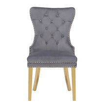 Load image into Gallery viewer, Galaxy Home Simba Gold Legs Dining Chair (Set of 2) in Grey
