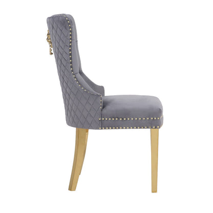 Galaxy Home Simba Gold Legs Dining Chair (Set of 2) in Grey