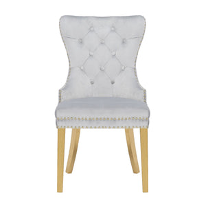 Galaxy Home Simba Gold Legs Dining Chair (Set of 2) in Silver