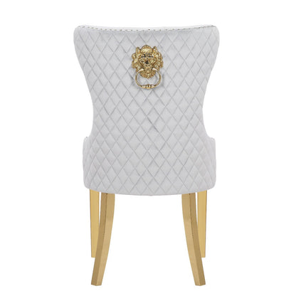 Galaxy Home Simba Gold Legs Dining Chair (Set of 2) in Silver