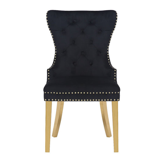 Galaxy Home Simba Gold Legs Dining Chair (Set of 2) in Black