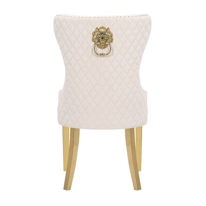 Galaxy Home Simba Gold Legs Dining Chair (Set of 2) in Beige