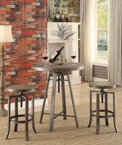Industrial Adjustable Height Round Bar Table