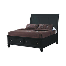Load image into Gallery viewer, Sandy Beach Black King Sleigh Bed With Footboard Storage
