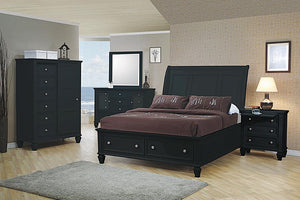 Sandy Beach Black King Sleigh Bed With Footboard Storage