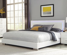 Load image into Gallery viewer, Felicity Contemporary Glossy White Lighted Eastern King Bed
