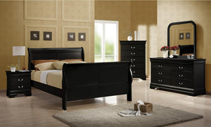 Louis Philippe Traditional Black Sleigh Queen Bed