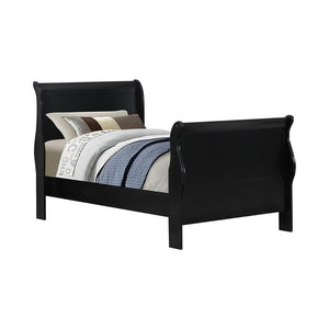 Louis Philippe Traditional Black Sleigh Twin Bed