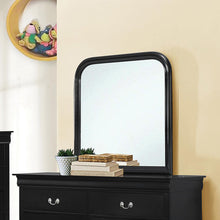 Load image into Gallery viewer, Louis Philippe Black Square Dresser Mirror With Rounded Edges
