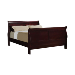 Louis Philippe Traditional Red Brown Sleigh Full Bed