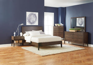 Lompoc Mid-Century Modern Brown Walnut Eastern King Bed