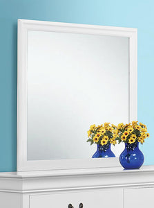 Louis Philippe White Dresser Mirror With Beveled Edge
