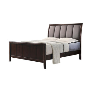Madison Transitional Dark Merlot and Taupe Grey Queen Bed