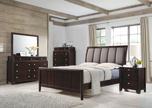Madison Transitional Dark Merlot and Taupe Grey Queen Bed