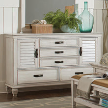 Load image into Gallery viewer, Franco Antique White Five-Drawer Chest With Louvered Panel Doors
