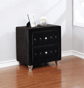 Deanna Contemporary Black and Metallic Nightstand