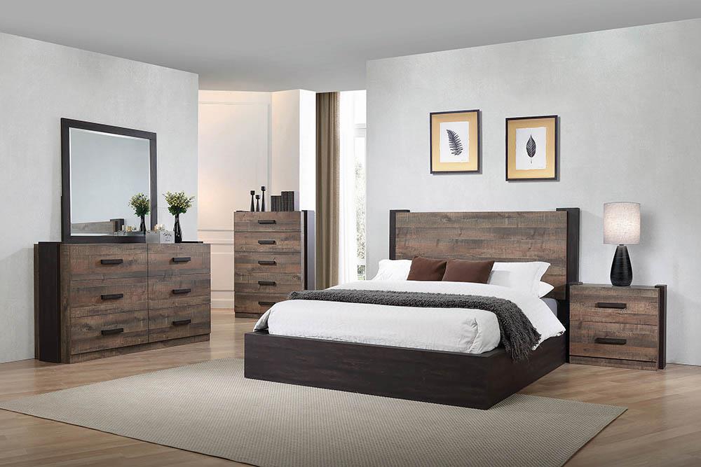 Weathered Oak and Rustic Coffee California King Bed