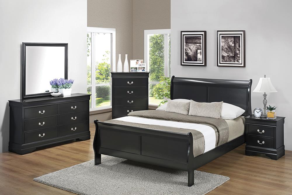 Louis Philippe Traditional Black Full Bed