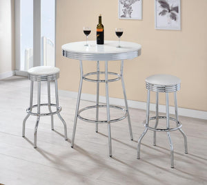 Cleveland Contemporary White Bar-Height Stool