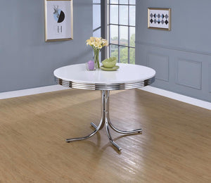 Retro White and Chrome Dining Table