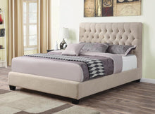 Load image into Gallery viewer, Chloe Transitional Oatmeal Upholstered Eastern King Bed
