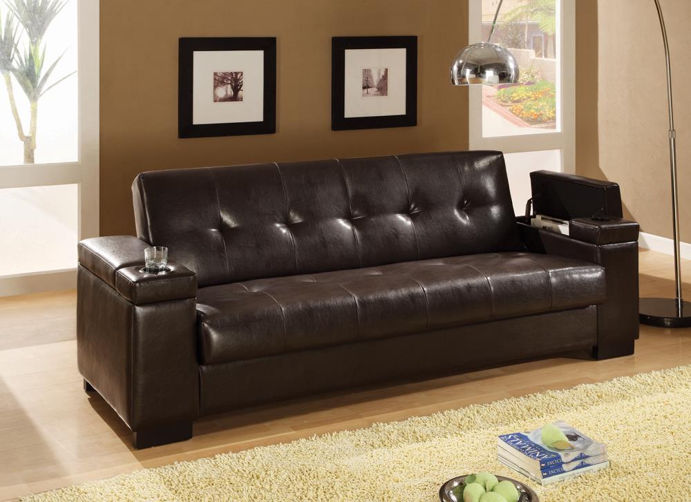 Transitional Dark Brown Sofa Bed