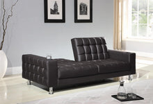 Load image into Gallery viewer, Brown Faux Leather Sofa Bed
