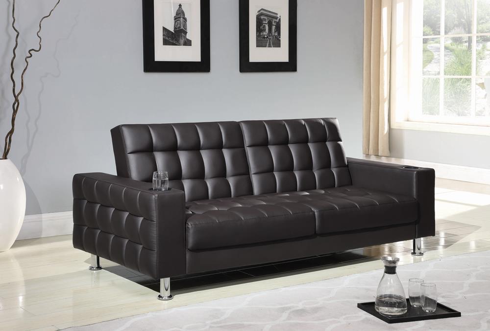 Brown Faux Leather Sofa Bed