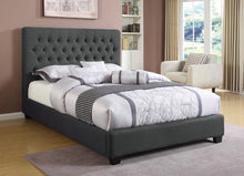 Load image into Gallery viewer, Chloe Charcoal Upholstered Queen Bed

