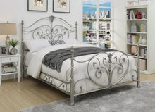 Load image into Gallery viewer, Evita Silver Metal Scrollwork Queen Bed
