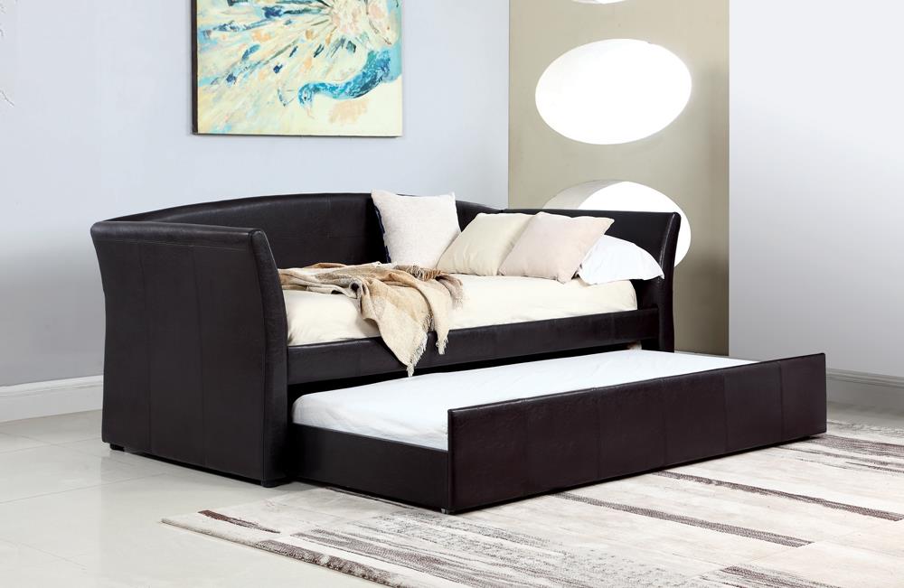 Transitional Dark Brown Upholstered Daybed