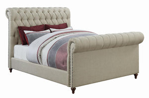 Gresham Beige Upholstered Queen Bed