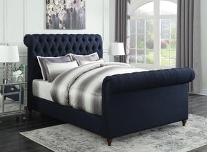 Gresham Navy Blue Upholstered King Bed