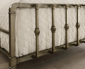 Micah Champagne Metal Queen Bed With Mold-Casted Ornaments