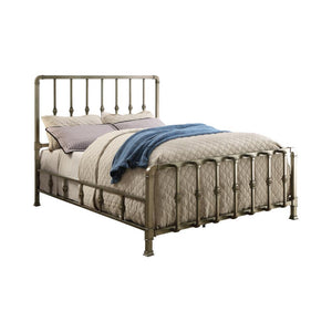 Micah Champagne Metal Queen Bed With Mold-Casted Ornaments