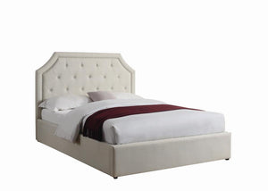 Hermosa Beige Upholstered Queen Bed With Hydraulic Lift Storage