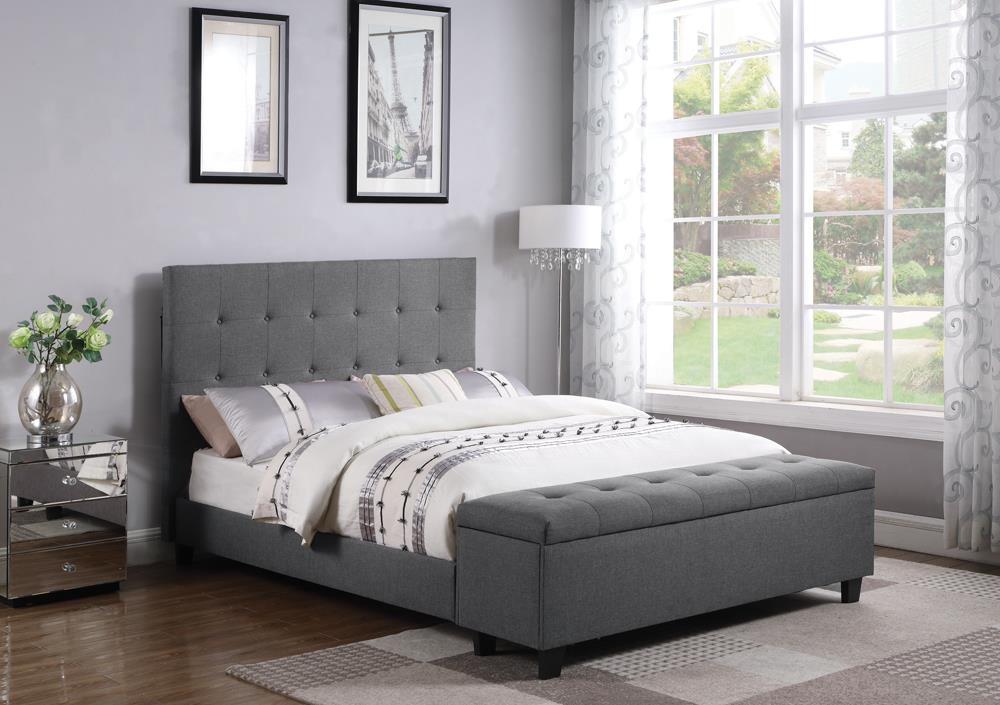 Halpert Transitional Light Grey Queen Bed