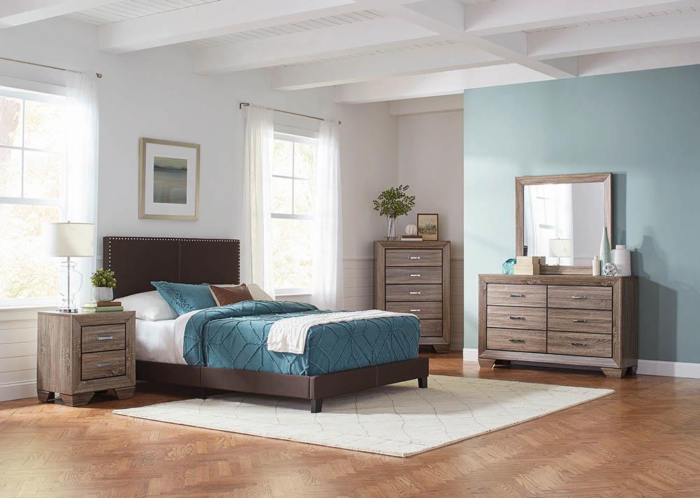 Boyd Upholstered Brown King Bed