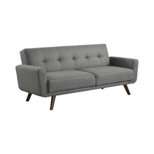 Load image into Gallery viewer, Mid-Century Modern Grey and Walnut Sofa Bed
