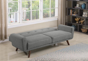 Mid-Century Modern Grey and Walnut Sofa Bed