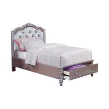 Load image into Gallery viewer, Caroline Metallic Lilac Twin Storage Bed
