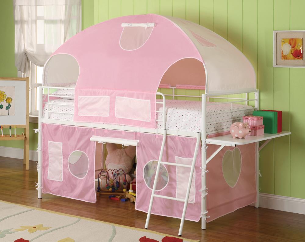 White and Pink Tent Bunk Bed