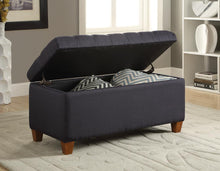 Load image into Gallery viewer, Tufted Navy Storage Bench
