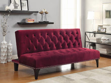 Load image into Gallery viewer, Burgundy Velvet Sofa Bed
