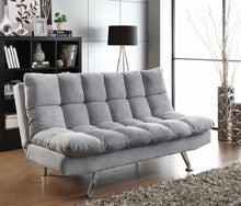 Load image into Gallery viewer, Transitional Dark Grey and Chrome Sofa Bed

