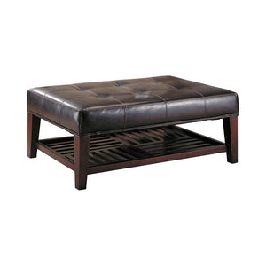 Transitional Cappuccino Button Tufted Ottoman