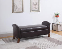 Load image into Gallery viewer, Upholstered Brown Faux Leather Bench
