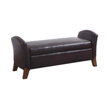 Load image into Gallery viewer, Upholstered Brown Faux Leather Bench
